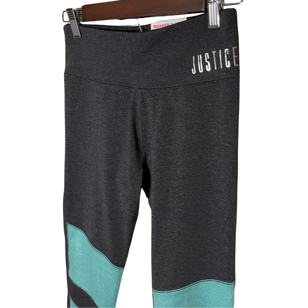NWT Mackenzie Ziegler for Justice Active High Waist Leggings | Gray Teal Size 16